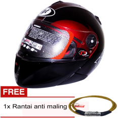 KYT X Rocket (Merah Maroon Hitam) + Gratis Rantai Anti Maling