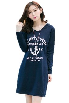 lalang hooded sleeve casual dress navy blue lalang hooded sleeve casual dress navy blue