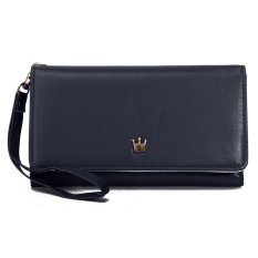 leather Cell Versatile Bag Card Crown Decor Purse DarkBlue