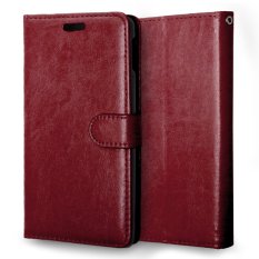 Leather Wallet Case Flip Cover with Credit Card ID Holder for Sony Xperia M4 Aqua (Red) (Intl)