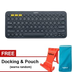 Logitech K380 Multi Device Bluetooth Keyboard - Hitam + Gratis Docking & Pouch