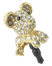louiwill Golden Universal 3.5mm Crystal Dog Puppy Anti Dust Earphone Jack Plug Stopper for iPhone 5 5S HTC Samsung (Intl)
