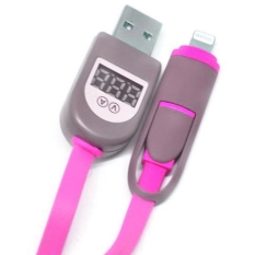 Magic 2 in 1 Duo Cable Lightning and Micro USB Cable with LCD for Android / iOS 8 - Pink