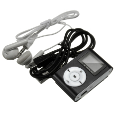 Metal Clip MP3 Music Player FM Radio LCD Screen for Micro SD/TF Card 8GB 16GB Black - Intl