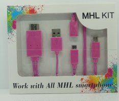 MHL Kit 6.5 Feet(2M) Universal MHL Micro USB 5Pin & 11Pin MHL to HDMI Cable 1080P HDTV Adapter for Samsung Galaxy S5 S4 S3 Note 3 Note 4 SM-N910A Galaxy Tab 3 8.0 T310 HTC LG Sony Many Colors-(Pink) (Intl)