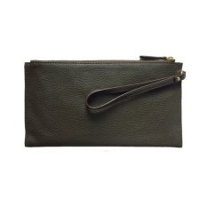 Michael Kors Fulton Large Dark Olive Green Leather Top Zip Clutch Wristlet IFS000133232 (Intl)