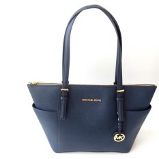 Michael Kors Jet Set East West Top Zip Medium Tote (Navy)