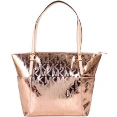 Michael Kors Jet Set East West Top Zip Signature Tote (Rose Gold)