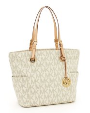 Michael Kors Jet Set East West Top Zip Signature Tote - Vanilla