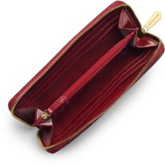 Michael Kors Jet Set Travel Za Continental Leather Wallet Scarlet - Merah