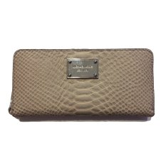 Michael Kors Jet Set Zip Around Continental Pearl Grey Python Embossed Leather Wallet IFS00067975 (Intl)
