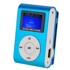 Mini Clip Metal Mp3 Player with LCD Screen and Micro / TF Slot for Mini SD Card Mp3 (Blue) - Intl