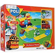 MOMO Toys Robocar Poli City Rescue Playset XZ-194 39Pcs - Mainan Track