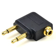 Monster Gold Plated Airplane Headphone Audio Converter & Adapter for Double 3.5mm Mono Plug To 3.5mm Dual Channel Stereo Jack