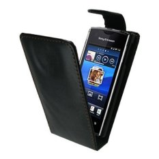 Moonmini Case for Sony Ericsson Xperia Ray (Black) PU Leather Flip Pouch Case Cover with Magnetic Closure