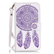 Moonmini PU Bling Diamonds Dream Catcher Wallet Card Slots Flip Stand Case Cover for Samsung Galaxy A3(2016) A310 (White+Purple) - Intl