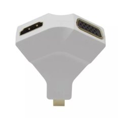 New 2 in 1 Mini DisplayPort 1.2 to HDMI with VGA Adapter Converter for Apple/MacBoo/ MacBook Pro/MacBook Air (White) - Intl