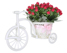 niceEshop 72 Heads Simulation Silk Flowers Orchid Artificial Flowers Set with White Imitation Wicker Bike Vase,rose Red - INTL