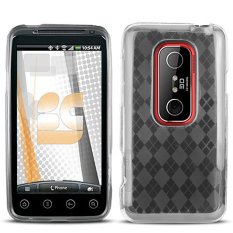 niceEshop Clear Diamond Pattern Snap On Slim Fit Soft TPU Skin Case for HTC EVO 3D G17 (Transparent)