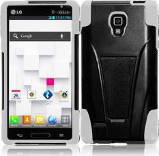 niceEshop Hybrid Rubber Hard Stand Case Cover for LG Optimus L9 P769 (Black/White) (Intl)