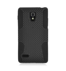 niceEshop Mesh PC Black Silicone 2 In 1 Combo Defense Hybrid Case for LG Optimus L9/Optimus 4G P769 (Black) (Intl)