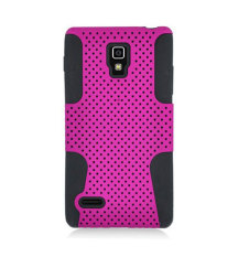 niceEshop Mesh PC Silicone 2 In 1 Combo Defense Hybrid Case Cover for LG Optimus L9/Optimus 4G P769 (Hot Pink/ Black ) (Intl)