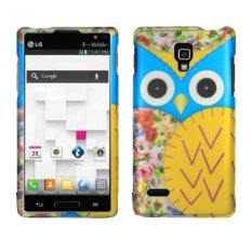 niceEshop Owl Pattern Snap On Rubberized Hard Case for LG Optimus L9 P769 (Yellow/Blue) (Intl)
