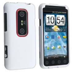 niceEshop Rubber Coated Hard Plastic Front Edge and Back Case for HTC EVO 3D G17 (White)