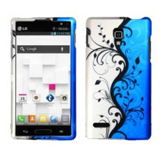 niceEshop Vine Pattern Snap On Rubberrized Hard Case for LG Optimus L9 P769 (Blue/White) (Intl)