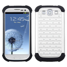niceEshop White/Black Bling Impact Hybrid Rubber Hard Case Cover for Samsung Galaxy S III S3 i9300 (Intl)