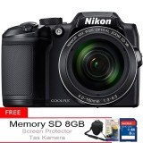 Nikon Coolpix B500 - 16MP - 40x Optical Zoom - Hitam + Gratis Memory 8GB + Tas Kamera + Screen Protector  