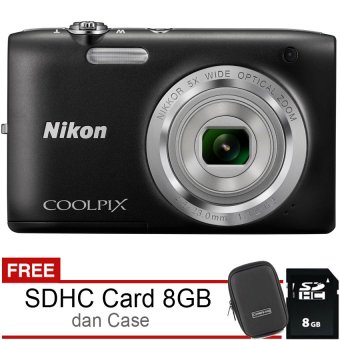 Nikon Coolpix S2900 - 20MP - Hitam + Gratis SDHC 8GB + Case