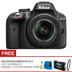 Nikon D3300 DSLR 24.2MP Lens Kit 18-55mm VR II - Hitam + Gratis Paket Hadiah