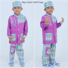 Nuranitex Busana Muslim Baju Koko Varel Setelan Anak – Ungu