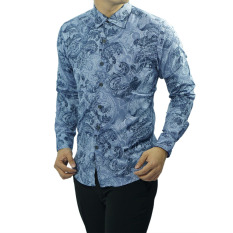 Odza Batik Pria Lengan Panjang Slim Fit - Biru
