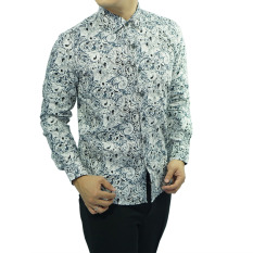 Odza Batik Slimfit Pria Lengan Panjang - Abu-abu