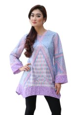 Oktovina-HouseOfBatik Blus Lengan Panjang Batik Katun - Femme Batik BLPKE-2B - Ungu Pink
