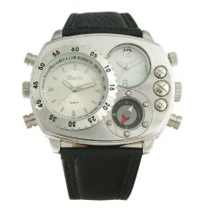 OULM 9865 New Hunter Series Luxury Fashion Casual Stainless Steel Men Quartz Watch leather watch white - Intl