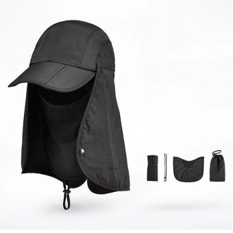 outdoor cycling hiking fishing 360 degree uv protection sun block hat foldable cap mesh bucket flap hats 1090 black export intl 4364 4644048 32ff2e2b14dcdca962e357297242740b product