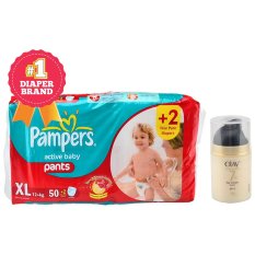 Pampers Popok Active Baby Pants - XL 50+2 + Olay Total Effects Normal Cream SPF 15 - 50gr + Gratis Pouch