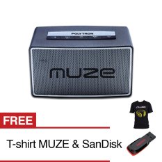 Polytron Wireless Bluetooth Speaker Muze PSP B-1/B - Hitam + FREE Gift T-shirt MUZE & Flasdisk 8GB