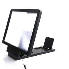 Portable 3D Mobile Phone Screen Protect Eyes Magnifier HD Video Amplifier with Foldable Holder Stand and Stereo Speakers for iPhone 6 6 Plus 5s Samsung Galaxy S6 S5 S4 S3 HTC Black - Intl