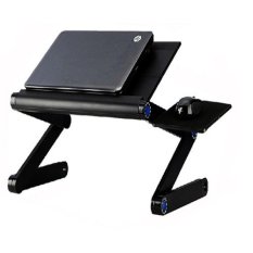 Portable Meja Laptop Portable Aluminium With Cooler Big Fan Mousepad - Hitam