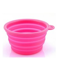 Portable Pet Dog Bowl Silicone Collapsible Feeding Water Feeder Bowl Dish for Travel , Pink (Intl)