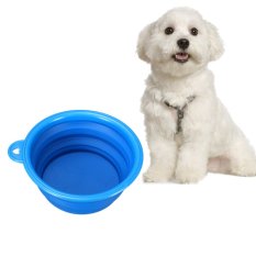 Portable Pet Folding Dog Cat Feeding Water Food Holder Collapsible Bowl Travel Blue- Intl