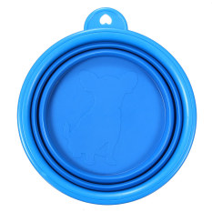 Portable Pet Folding Dog Cat Feeding Water Food Holder Collapsible Bowl Travel Blue (Intl)