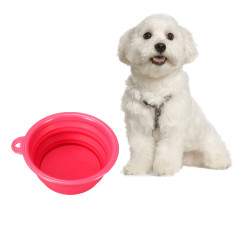 Portable Pet Folding Dog Cat Feeding Water Food Holder Collapsible Bowl Travel Red - INTL