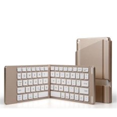 Portable Wireless Bluetooth Foldable Mini Keyboard Gold (Intl)