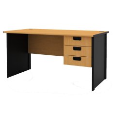 Prissilia Meja Kantor Necro Office Desk 140 w/ 3 Drawers Beech