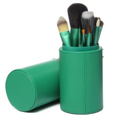 Pro 13 PCS Powder Blush Makeup Brush Cosmetic Brushes Set Kit & Cup Holder Case Green (Intl)